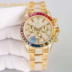 Diamond Watch Heren automatisch mechanisch 7750 timingfunctie horloges saffier 41 mm dames polshorloges met diamant bezaaid stalen armband Montre de luxe