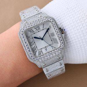 Diamond Watch Mens Mechanical 8215 Relojes de 40 mm Mujeres de negocios Mujeres de negocios con brazalete de acero con diamantes Montre de Luxe