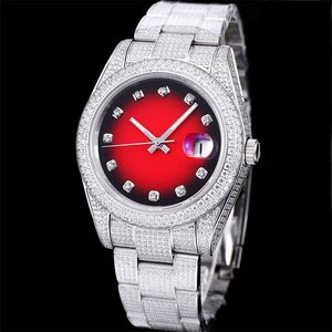 Diamond Watch Mens Automatic Mechanical Watches 41mm Sapphire avec Bracelet en acier à tas de diamant