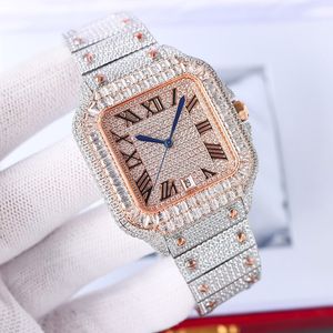 Diamond Watch Mens Automatic Mechanical Montres 40 mm Sapphire Business Femme Wristwatch Belon Moissanite en acier inoxydable haut de gamme