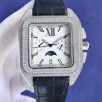 Diamond Watch Mens Watches Mouvement m￩canique automatique Montres de 42 mm en cuir imperm￩able.