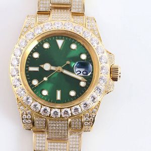 Diamond Watch Herenhorloges Automatisch mechanisch Saffier 40 mm met met diamanten bezaaide stalen armband Lichtgevende horloges Montre de Luxe