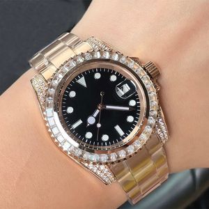 Diamond Watch Herenhorloges Datum Rose Gold Polshorloge Automatisch uurwerk Waterdicht 40 mm roestvrijstalen band Mode Nachtlichtend horloges