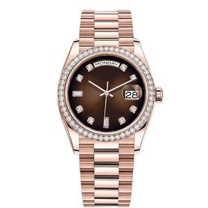 Reloj de diamantes Montre de Luxe Relojes 40 mm 36 mm Automático de oro rosa Acero inoxidable 904L Calendario doble Relojes de pulsera Reloj de movimiento de lujo luminoso a prueba de agua