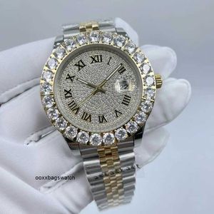 Diamond Watch Rolaxs Zwitserse mechanische horloges Hot fashion topontwerper diameter 43 mm grote diamant niet gerepareerd staal automatisch mechanisch heren vouwkont HB1M