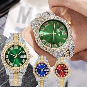 Diamanten Horloge Rolaxs Zwitserse Mechanische Horloges Horloges Iced Out Horloge Heren Volledige Diamant Heren Horloges CZ Quartz Heren Waterdicht Hip Hop Mannelijke Klok Gift F HBQT