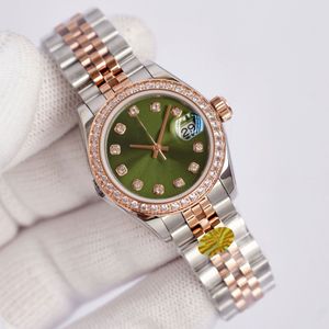 Reloj de diamantes Relojes mecánicos para mujer 31 mm 36 mm Superficie verde Banda de acero de precisión Relojes originales Hebilla Moda Negocios Resistente al agua