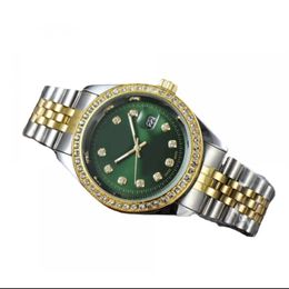 Diamond horloges datejust mechanisch horloge heren uurwerk ijskoud met effen kleur wijzerplaat klaptafel gesp horloges moissanite 316 staal SB040 B23