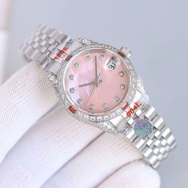 Montres en diamant pour femmes montre 36 mm automatique de bracelet mécanique Automatique Life Strap étanche en acier Calendrier Horaires de bracelet Montres pour femmes