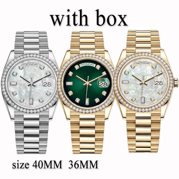 montres à diamants hommes femmes montres automatiques montres moissanite designer montres taille 40MM 36MM Bracelet en acier inoxydable 904L verre saphir étanche Orologio.