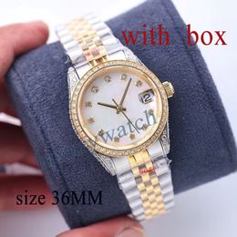 Diamond kijkt Moissanite Automatic horloges Roségoud maat 36 mm Sapphire Glass 50m Waterdichte Designer Designer Designer Watch Womens Orologio 318G
