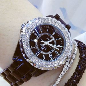 Montres diamant femme célèbre marque montre en céramique noire femmes bracelet montre-bracelet femme strass femmes montres-bracelets 201120218f