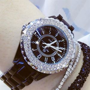 Montres diamant femme célèbre marque montre en céramique noire femmes bracelet montre-bracelet femme strass femmes montres-bracelets 201204238Q