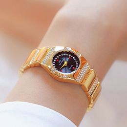 Relojes de diamantes para mujer, marca famosa, relojes de pulsera únicos de oro para mujer, relojes de cristal con esfera pequeña para mujer, Montre Femme 210310