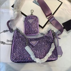 Diamant femmes sac à bandoulière 2022 nouveau cristal sacs à main été mode chaîne sous les bras sacs à main luxe Totes Bling qualité classique brillant sac à main Mini fourre-tout