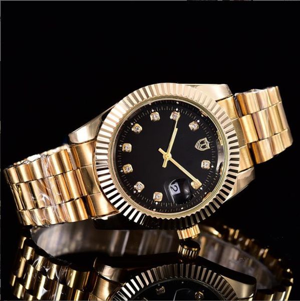 Relojes de pulsera de diamantes Relojes suizos de marca Nuevos relojes de pulsera de lujo Relojes de diamantes para hombre Moda de lujo Esfera negra con calendario Bracklet Cierre plegable m Yi-crhu
