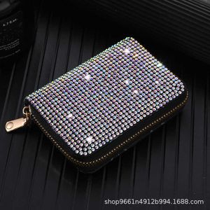 Diamond Zippered Wallet Small Ins Sac à cartes court pour femme Luxueux Grande capacité Plusieurs emplacements pour cartes 230310