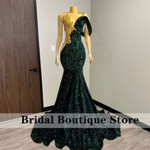 Diamanten smaragdgroen Lange prom -jurken Sparkly kralen Rhinestone Crystal Sequins jurk verjaardagsfeestje speciale receptie