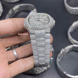 Diamonds Iced Watches Men's Popular Big Bezel Watch Sier Face Full Diamond Riem automatisch mechanisch polshorloge 393409