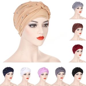 Diamants dames musulman Hijab Turban tresses bonnets indien chimio Cap tête enveloppement écharpe perte de cheveux chapeau couverture Bonnet Femme Cancer casquettes