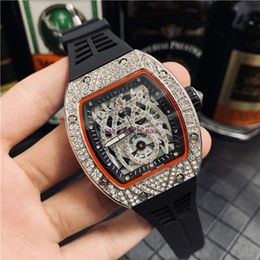 Diamants de luxe Designer Tonneau montres femmes hommes casual montre étanche grand cadran boîtier en acier bracelet en caoutchouc Sport Watch319u