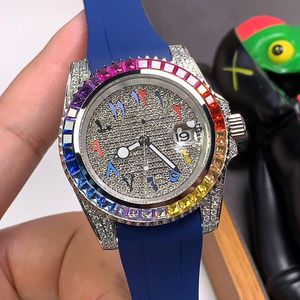 Diamonds Mens Watches 40mm automatische mechanische beweging horloge mode rubber warterproof bedrijf Montre de luxe