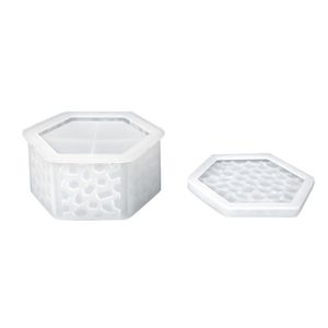 Diamantes moldes de caja de resina con tapas, molde de silicona de frasco en 3D, molde de caja de contenedores de almacenamiento de baratijas para decoración del hogar de resina