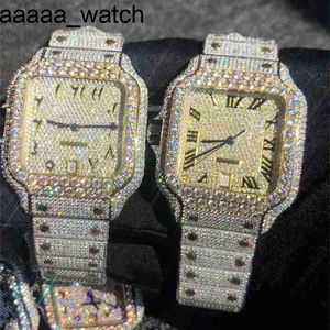 Diamonds Watch 110k Carters Rose Gold Mixed Sier Grote Romeinse cijfers Luxe Miss Square Mechanisch Heren Icing Cubic Zirconia Horloge