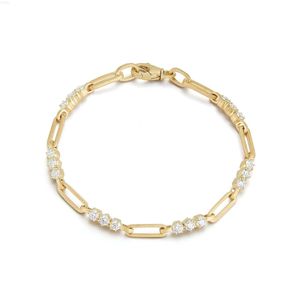 Diamondx Bracelet chaîne en diamant de laboratoire en or 14 carats Bracelet de tennis délicat Bracelet empilable