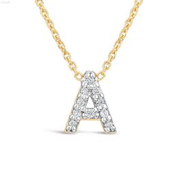 Diamondx Collier avec pendentif en or jaune 14 carats 0,1 carat avec diamant créé en laboratoire avec initiale d'une lettre