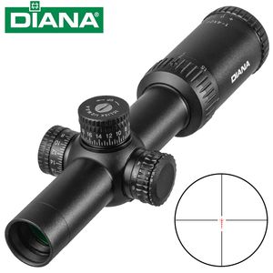 DIANA 1-4X24 réticule tactique lunette de visée avec tourelles cibles portées de chasse pour fusil de Sniper optique vue