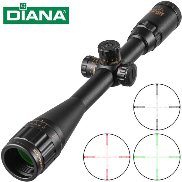 DIANA 6-24X44 tactique optique croix vue vert rouge illuminé lunette de chasse portée de fusil Sniper Airsoft pistolets à Air comprimé