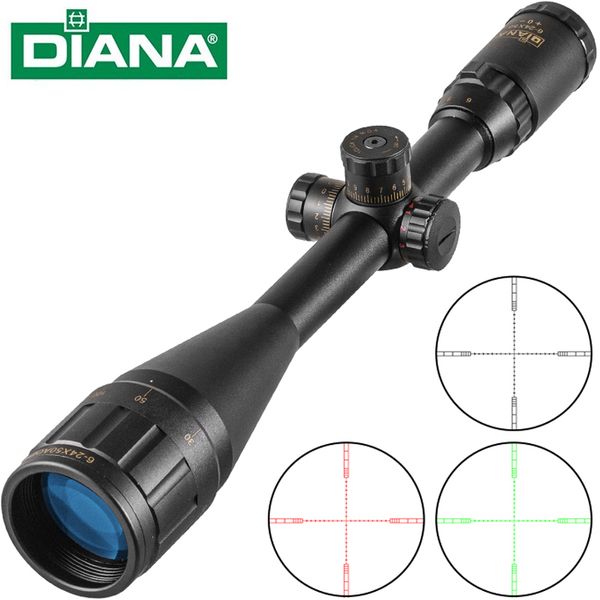 DIANA 6-24X50 SFIR Tactics Rifle Scope Lock System Green Red Dot Light Sniper Gear Optical Sight Spotting Scope para caza