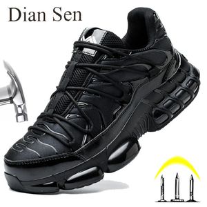 Diansen Air Cushion Men de sécurité Chaussures Antismash Steel Toe Antipuncture Boots Boots Protective Sport Taille 3548 240429