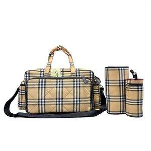 Sac à langer Sac à langer imperméable pour maman bébé bébé fermeture éclair marron plaid imprimé ventes sac à dos messager couche-culotte sac fourre-tout mode ensemble trois pièces B01