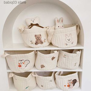 Luierzakken 2022 Nieuwe luiertas Nappy caddy baby items speelgoed opbergtas voor pasgeboren wieg Organisator beddengoed katoenen borduurwerk mama tas bebe t230526