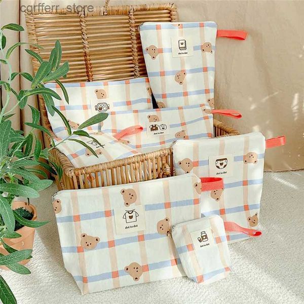 Sacs à couches 7pcs / ensemble Baby Diaper Sac Canvas Portable Mommy Sac pour les articles pour bébé nouveau-né Sac Caddy Sac de voyage multifonctionnel Sacs Cosmetic L410