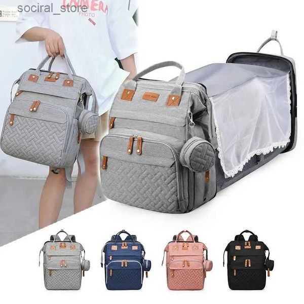 Sacs à couches Un sac momie Usb nouveau pliable moustiquaire berceau maman sac Portable bébé lit sac peut être accroché avec poussette bébé et sac mère L240305