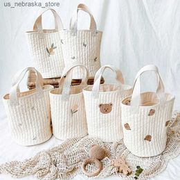 Bolsas de pañales bolsas para bebés bolsas de pañales bolso de pañales de pañales osos bordados madres y bolsas de mujer embarazada almacenamiento de pañales de algodón suministros Q240418