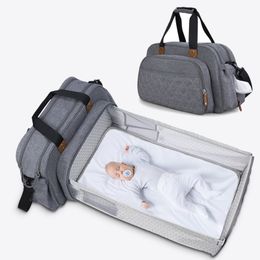 Bolsas de pañales para cuna de bebé, bolsa de pañales plegable portátil multifuncional, cuna de viaje para madre, cambiador para exteriores 230601