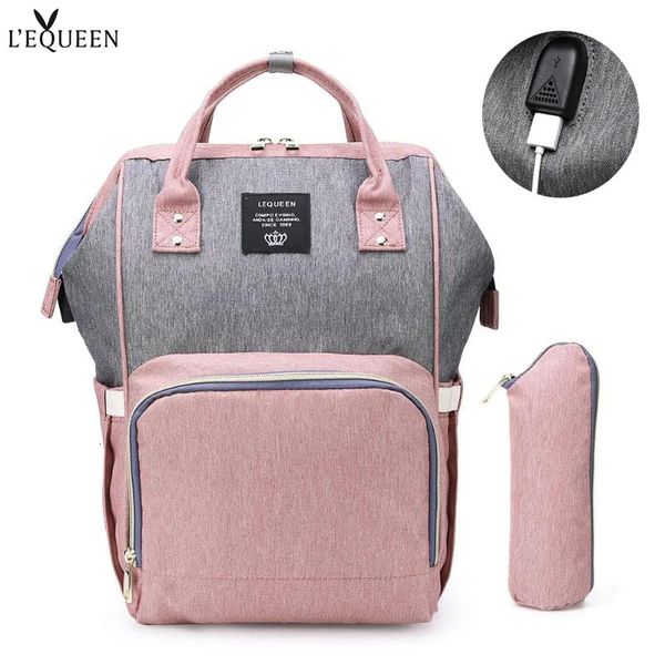 Bolsas de pañales Bolsa de pañales Interfaz USB Bolsas para bebés Mochila de viaje grande para mamá Bolso de lactancia Kit de bolsa de pañales impermeable Bolsa de maternidad para mamá 231108