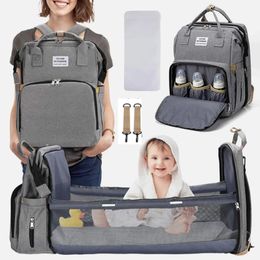Sacs à couches pliable bébé berceau sac avec matelas à langer enfants maman sac à dos USB Interface soins né Nappy poussette organisateur 231019