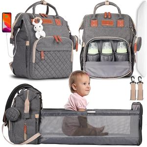 Bolsas de pañales Bolsa de momia plegable Cama de cuna portátil ligera Mochila de bebé de gran capacidad Mujer Mamá Outting Sac A Langer 230601