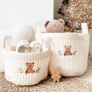 Sacs à couches INS bébé mignon ours broderie Caddy Nappy panier stockage momie maternité pour né s jouets organisateurs 221018