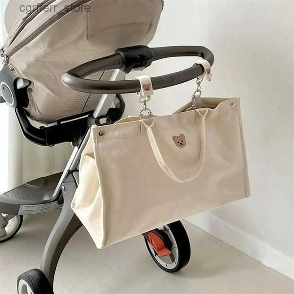 Bolsas de pañales Ins Cute Bordado de oso Bordado Baby Paver Bag Organizer Bolse de maternidad para Stroller Mommy Bag Bag Travel Bag Larging Bag L410