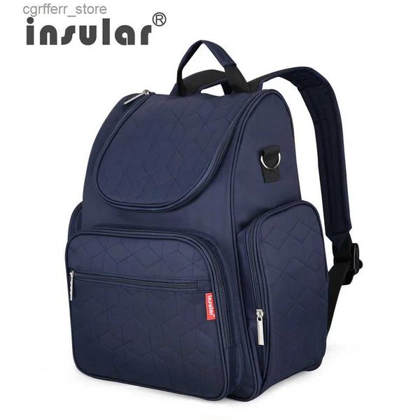 Bolsas de pañales Insular Elegante Bebé Mochila Pañal Bolsas Pañeras Bolsas Multifuncionales Cambio de viajes por maternidad para mochilas de mujeres Mommy L410