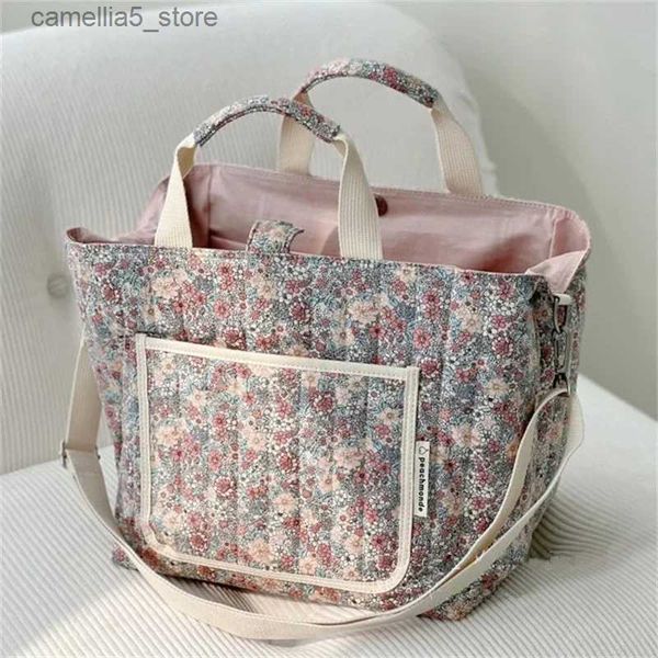 Bolsas de pañales Corea Estampado floral Madre y bebé Bolsa de pañales Organizador Gran capacidad Portátil Mamá Bolsa Maternidad Mujeres Hombro Messenger Bag Q231127