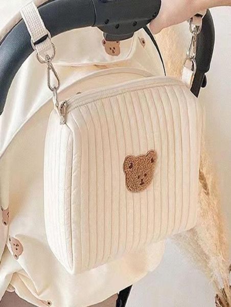 Bolsas de pañales con bordado de oso coreano para bebé, cochecito, mamá, cuidado de nacimiento reutilizable, organizador de guardería, cambio de pañales para mamá 2212086117585