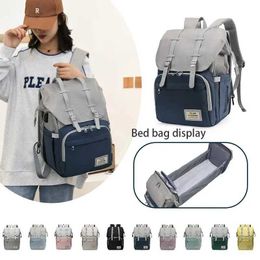 Bolsas de pañales bolsas de madres plegables de gran capacidad liviana y multifuncional cama para bebés mosquito neto mochila USB D240522