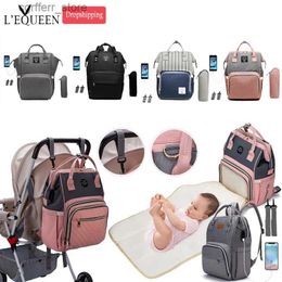 Bolsas de pañales mochilas de mumas de lequeen bolsas de pañales para bebés multifuncionales con ganchos USB mochilas de maternidad de napas de gran capacidad LPJ01 L410